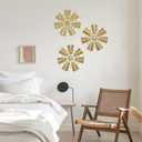 Briful 12" Wall Dcor Pack of 3 Metal Gold Windmill Radial Plate Wall Art Modern Accent Hanging Wall Decorations For Home Office Living Room Wall Sculptures
