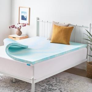 Linenspa 2 Inch Swirl Gel Memory Foam Mattress Topper, Queen Size Cooling Gel Infused, Ventilation Holes Pressure Relieving Bed Topper CertiPUR Certified