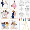 Tosstuki 6 Pack 8x10 Inches Wedding Theme Pre Drawn Canvas to Paint for Adults, Pre Sketched Canvas Paint Wedding Party Favors DIY Art Supplies