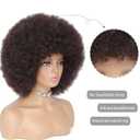70s Afro Kinky Curly Wig For Women, Dark Brown, Synthetic Fibers, Soft, Bouncy, No Shedding, Adjustable Straps