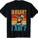 Kids 7 Year Old Birthday Dabbing Boy Bruh It's My 7th Birthday T-Shirt S