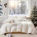 WARMDERN White Velvet Duvet Cover Set Super King Size, Luxury Milk Velvet Bedding Duvet Cover with Zipper Closure, 3pcs Ultra Soft Duvet Covers for All Seasons, 120" x 120", White
