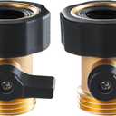 Twinkle Star Heavy Duty Brass Shut Off Valve Garden Hose Connector, Set of 2, TWIS3001