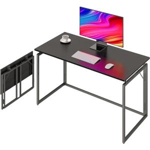 alawooder Folding Desk - 31.5" Wood Top Foldable Desk for Small Spaces | No Assembly Required Compact Desk for Home Office, Writing, and Study (Black)