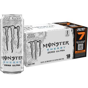 Monster Energy Zero Ultra, Sugar Free Energy Drink, 16 Ounce | Pack of 15 BBD 08/08/25