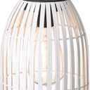 Glitzhome Solar Lanterns White Metal Woven Outdoor Hanging Solar Lights with Edison Bulbs for Garden Patio Yard Outdoor Decors