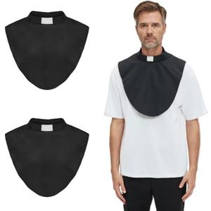 2pcs in Pack Unisex Clergy Black Tab Collar Clerical Bib Collar with Insert White Tab