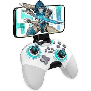 Hall Effect Bluetooth Controller for Switch/PC/iPhone/Android/Apple Arcade MFi Games/Mac/TV/Steam, Pro Wireless Game Controller with Phone Clip with Lock Speed/6-Axis Gyro/Dual Motors/Turbo/Switch Key