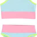 Little Girl Swimsuit Casual Swimwear Kids Two Piece Color Block Bathing Suits Beach Bikini Set 3-12Years (4-5T, Bright Green)