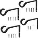 QIEGL 4Pack Hanging Plant Bracket 6inch Metal Plant Hook Shepherds Hook Decorative Wall Plant Hanger for Hanging Lanterns, Bird Feeder, Flower Basket, Home Decor Indoor & Outdoor (Black)