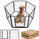 Dog Playpen,24 in(H) Pet Fence Outdoor for Rv Camping,Garden Fence Small Animal Barrie for Yard,11Ft(L)-56Ft(L) Black Metal Temporary Fencing