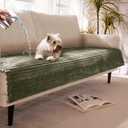 Waterproof Dual Non-Slip Couch Cover for Dogs, Fuzzy Soft Pet Couch Covers for 2 Cushion Sofa loveseat, Pet Friendly Soft Dog Bed Covers Sofa Cover Washable (Sage Green, 33" x 62" 1 Pack)