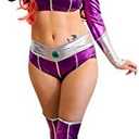 C-ZOFEK Women's Purple Hero Suit Cosplay Costume Crop top with Stockings for Halloween Christmas, S