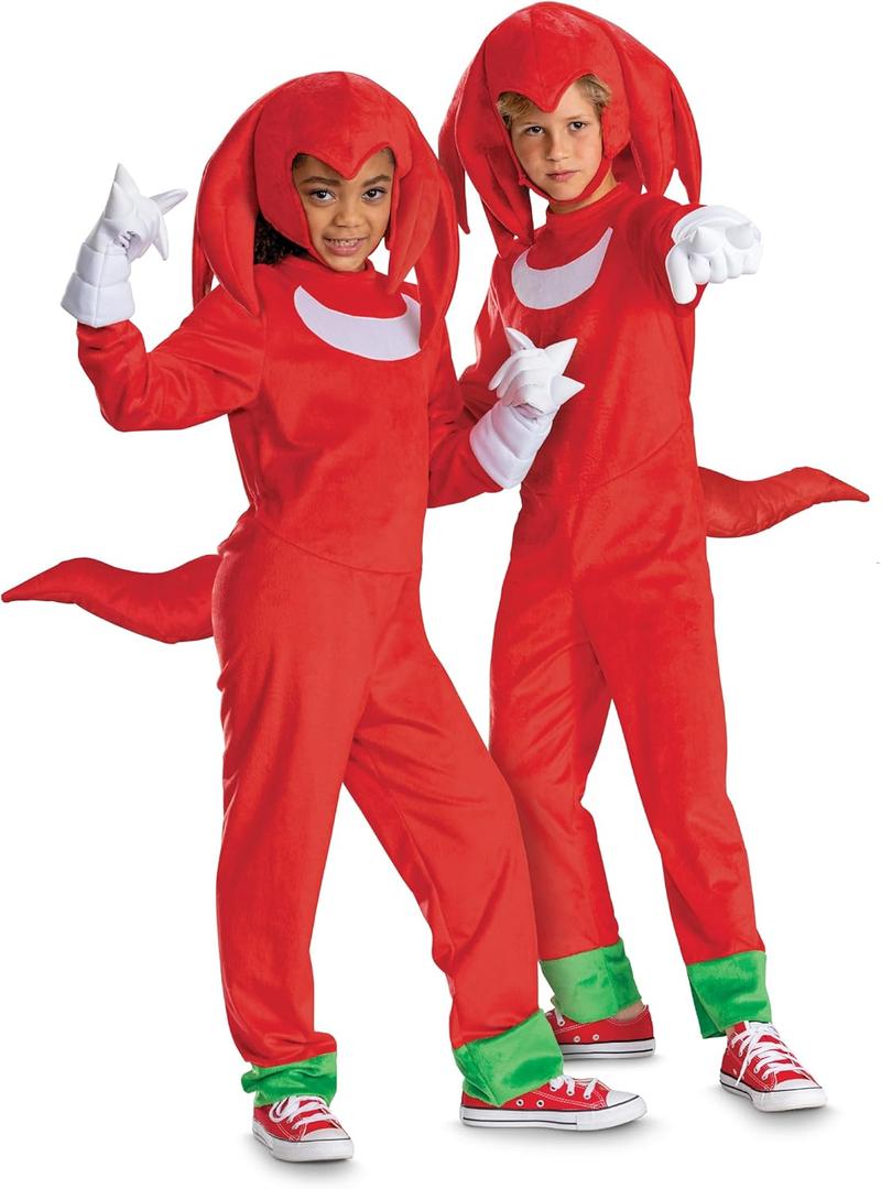 Disguise Child Sonic Knuckles Deluxe Costume for Kids, Official Sonic Movie 3 Costume With Headpiece and Gloves (M (7-8))