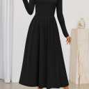 MEROKEETY Women's Fall Long Sleeve Wedding Guest Dresses 2025 One Shoulder Elegant Formal Pleated Midi Maxi Dress (Black, XL)