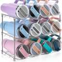 Larger Water Bottle Organizer for Stanley 40 oz Tumbler, Stackable Water Bottle Holder Rack for Cabinet, Kitchen Storage Organizer for for Stanley Cup Accessories, Tumbler Storage Holder, 3 Pack