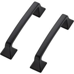 Ravinte 10Pack Solid 3-3/4" Square Foot Cabinet Arch Pull Kitchen Cabinet Handles Matte Black Cabinet Pulls Black Drawer Pulls Kitchen Cabinet Hardware Kitchen Handles for Cabinets Cupboard Handles (3-3/4 Inch Hole Center)