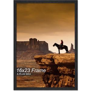 A PLUS MAX 16x23 Picture Frame Black Light Weight Wall Mount | 16 x 23 Inch Black Wood-grain Engineered Wood Material Frame for 16by23 Rectangular Photo Poster - 1 Pack/Black/16x23