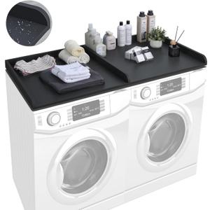 Washer Dryer Countertop with Edge, 54" x 27.5" Laundry Topper for Laundry Room Organization, Laundry Countertop Over Washer and Dryer, Counter Table Top for Washer and Dryer, Black