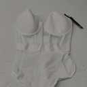DKNY womens Sheers Strapless Bodysuit (34DD, White)
