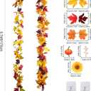 2 Pack Fall Garland Fall Decor, 11.6 Ft Autumn Maple Leaf Garland with Pumpkins Berries Sunflowers, Fireplace Mantle Garlands Thanksgiving Halloween Harvest Decorations for Home Indoor Outdoor