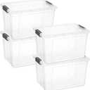 Superio Storage Bins with Lids, Clear Plastic Containers for Organizing, Stackable Totes, BPA Free, Odor Free, Organizer Boxes for Home, and Dorm (4 Pack, 14.7 Qt)