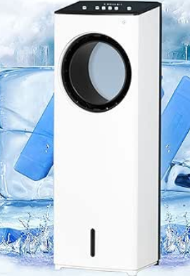 FQWYNMZ Portable Evaporative Coolers for Home, 80/110W Air Cooler 4-in-1 Tower Fan/Cooling/Humidifier/Air Purifier Air Conditioner Bladeless Oscillation 8H Timer Remote Control with 4 Ice Crystal