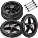 SHENLIU 4 Pack Wheel Replacement with 4 Axles, 6 Inch Heavy-Duty Anti-Slip Solid Caster Roller Wheels for Walkers Wheelchair Front Wheel Walker Caster for Wheelchairs Rollators Walkers