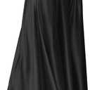 MAKABO Maxi Satin Skirts for Womens High Waisted Flowy Long A line Skirt Trendy for Office Holiday Party (Black, XL)