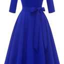 DRESSTELLS Cocktail Dresses for Women, Vintage Wedding Guest 3/4 Sleeves Formal Church Tea Dress L