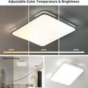 USOR Square LED Ceiling Light, 36W Ultra Thin Rectangular Flush Mount Panel, 3CCT Selectable, Dimmable with Remote, Modern Low Profile Light for Bedroom, Kitchen, Living Room,