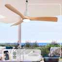 Depuley Outdoor Ceiling Fan with Lights: 42" Silver Gazebo Fans Outdoor Hanging with Remote APP Control - Plug in Waterproof Fans with Light for Patio Porch Reversible Wood Blades 3CCT 6 Speeds Timer