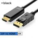 4K DisplayPort to HDMI Cable 6ft, One-Way Uni-Directional Transmission DP 1.2 to HDMI 1.4, Compatible with HP, ThinkPad, AMD, NVIDIA (DP to HDMI Only)