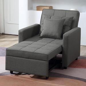Convertible Sofa Bed, Sleeper Sofa with Adjustable Backrest, Armchair, Sofa, Bed, 3 in 1 Sleeper Chair, Single One, Deep Gray