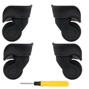 2 Pair Replacement Wheels for Luggage 360 Swivel Suitcase Casters Black (W041)