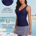 Talisea Womens Tankini Bathing Suits with Skirt Two Piece Tummy Control Swimsuits Ladies Swimwear (Blue, L)