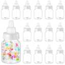 36 Pcs 3.5 Inch Baby Bottle Shower Favor Mini Plastic Candy Bottle Clear Bottles for Baby Shower Mini Feeding Candy Box for Party Favor Gift Decor(White)