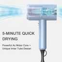 Slopehill Professional Ionic Hair Dryer, Powerful 1800W Fast Drying Low Noise Blow Dryer with 2 Concentrator Nozzle 1 Diffuser Attachments for Home Salon Travel (Matte Blue)