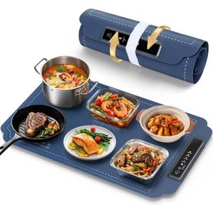 Warming Mat for Food, Food Warmer with 4 Level Adjustable Temperature, Full Surface Heating, Rollable & Portable Food Warming MatElectric Warming Tray for Buffets Party and Home Daily Use