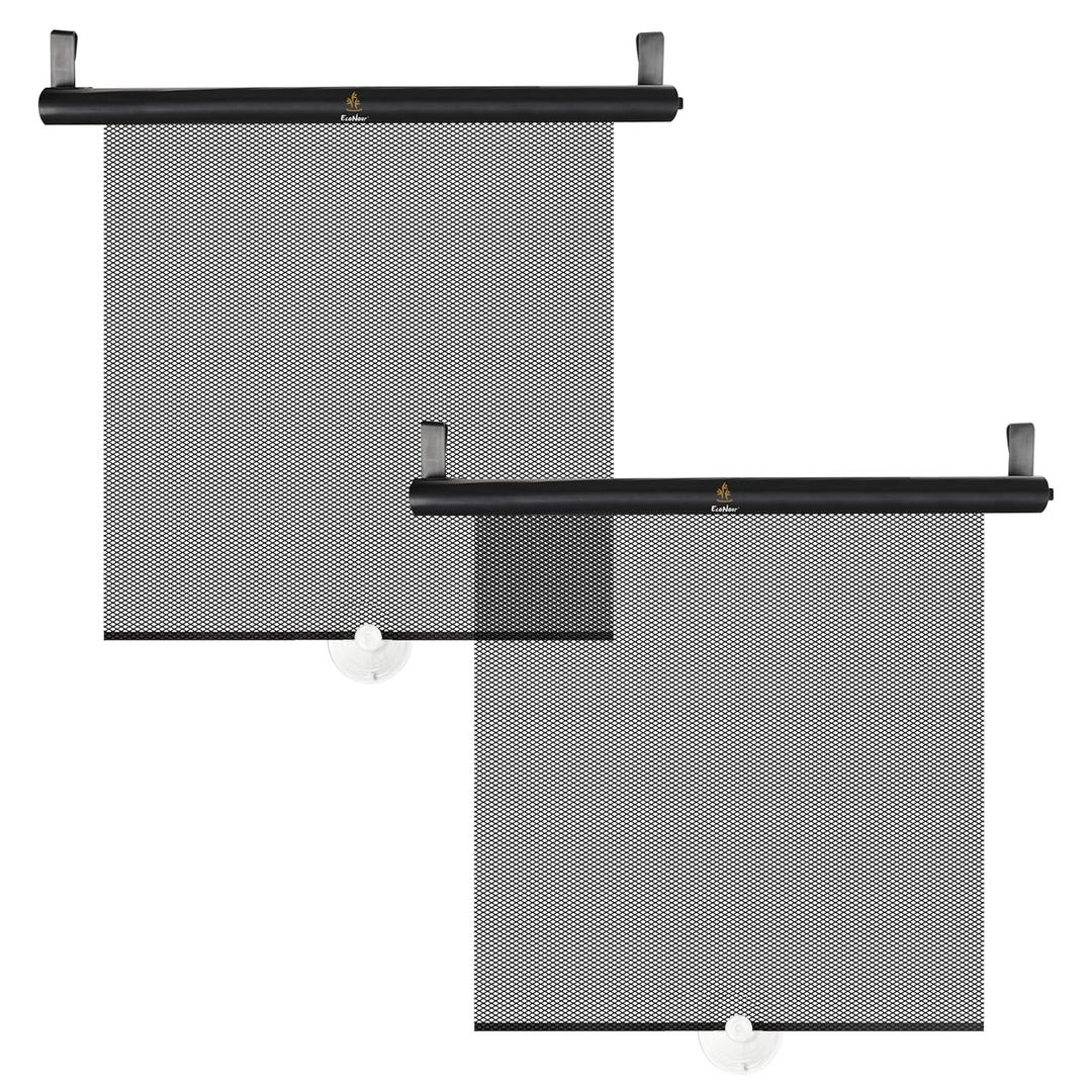 EcoNour Car Window Shades for Baby (2 Pack) | Retractable Shade for Car Side Window | Window Sun Shades with Suction Cups | Large Clips for Durability | Baby Travel Accessories (14" x 18") (Small)