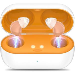 Hearing Aids, Rechargeable Digital Hearing Aids for Seniors, Noise Cancelling with 16-Channel Sound Processing, Invisible Hearing Aids for Men Women with Charging Case (1, White)