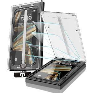 EZ-GLAZ-4 Pack for iPhone 16/iPhone 15 Screen Protector[6.1"] 9H+ Hardness 12FT Military Grade Shatterproof Long Durable Tempered Glass Film with Flawless Fit Box, HD Clear, Scratch Resistant