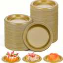 200 Pcs Gold Dessert Plates 6 Inch Plastic Appetizer Cake Plates Disposable Heavy Duty Gold Party Plate For Party Wedding Birthday Dinner Picnic Salad Cake Appetizer