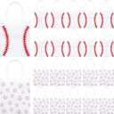Sweetude 24 Pcs Baseball Non Woven Snack Bags White Baseball Treat Goodies Candy Bags with Handle, Sport Theme Party Favor Bag for Team, Party Decorations Supplies for Player, 7.9 x 9.9 Inch