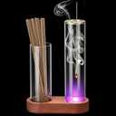 Glass Glowing Incense Holder, Incense Sticks Burner Holder with Storage, Hang Upside Down Incenses Holders for Sticks with Glass Ash Catcher for Meditation Yoga Spa Room Decor(Classic)
