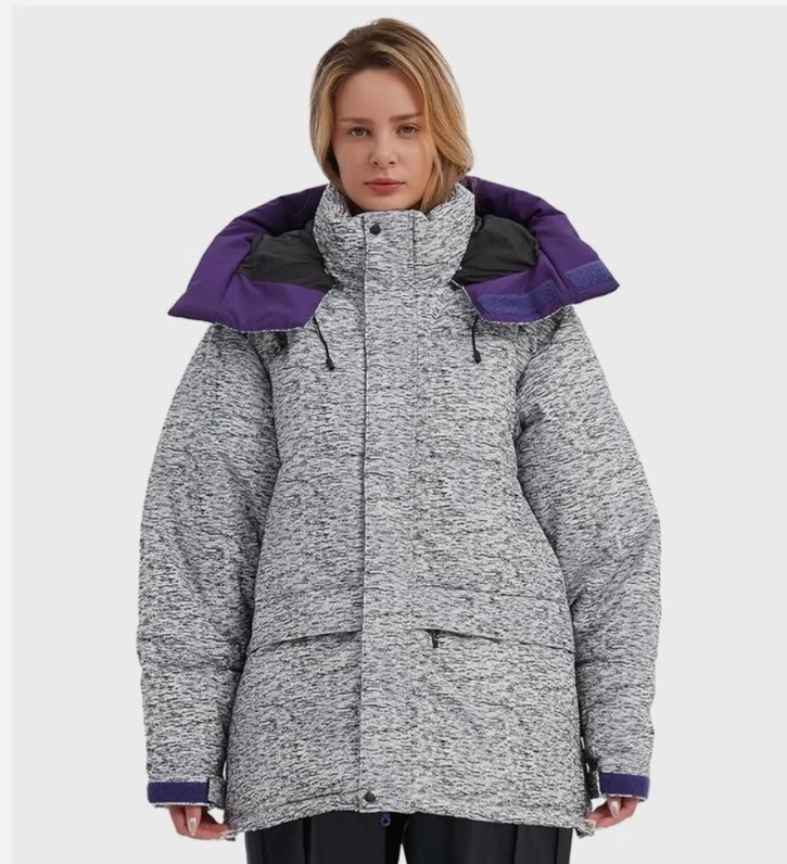 NOMADIKA Oversize Waterproof Ski Jacket Thick Snow Coats with Detachable Hood Winter Skiing Snowboard Jackets for Women Men, Size S, Blackwhite