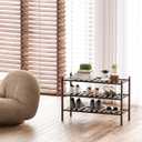 Dranixly Shoe Rack, 3-Tier Bamboo Stackable Shelf Storage Organizer, Stand for Closet, Entryway, Hallway, Bathroom and Living Room Mocha