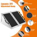 2FT Wheelchair Ramp for Door Thresholds & Curbs - Ultra Lightweight 8.6 lbs, Portable Foldable Design, 800 lbs Capacity, Non-Slip Surface, Recommended for 1-3 Inch Steps
