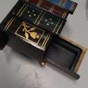 MyGift Decorative Desk Organizer Caddy, Pencil and Pen Holder with Bottom Storage Drawer and Antique Library Books Design