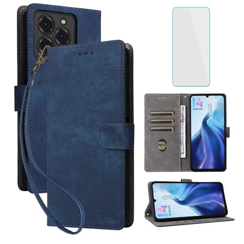 IUQXU for Ulefone Note 20 Pro Wallet Phone Case with Screen Protector [RFID Blocking] Leather Card Holder Kickstand Women Men Cell Phone Case for Ulefone Note20 Pro Note 20Pro Ulefone Note20Pro Blue